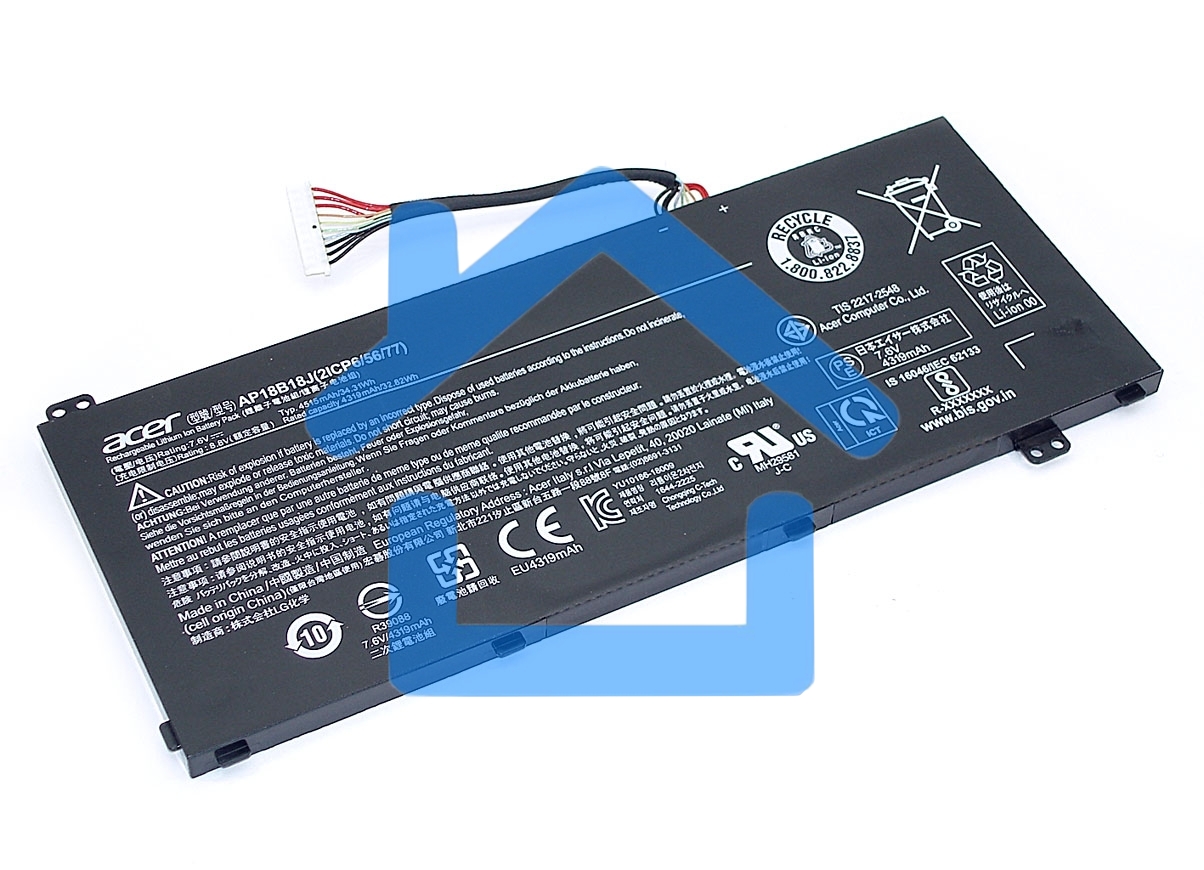 Аккумуляторная батарея для ноутбука Acer 2ICP6 7.6V 4515mAh