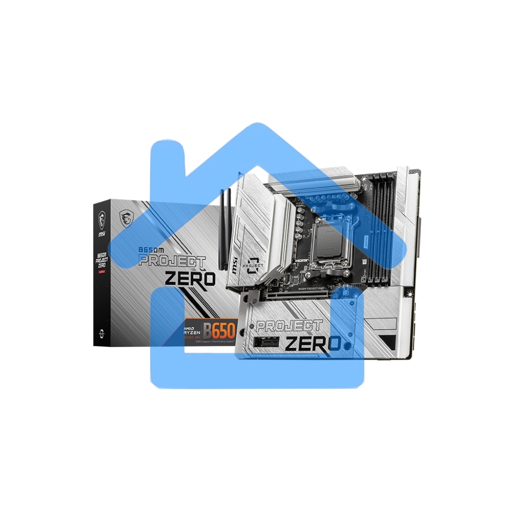 Материнская плата MSI B650M PROJECT ZERO, AM5, AMD B650, 4xDDR5, 4xSATA, 2xM.2, 1xPCIe 4.0 x16, 1xPCIe x1, 1xDP, 1xHDMI, 1x 2.5Gb LAN, 2xUSB-A 2.0, 2xUSB 3.2 Gen 1, 3xUSB 3.2 Gen 2, 3x3.5 мм, 7.1, mATX