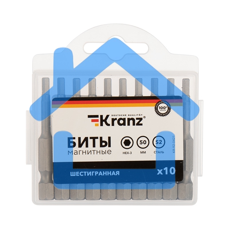 Бита шестигранная HEX-3х50 мм для шуруповерта (упак. 10 шт.) Kranz