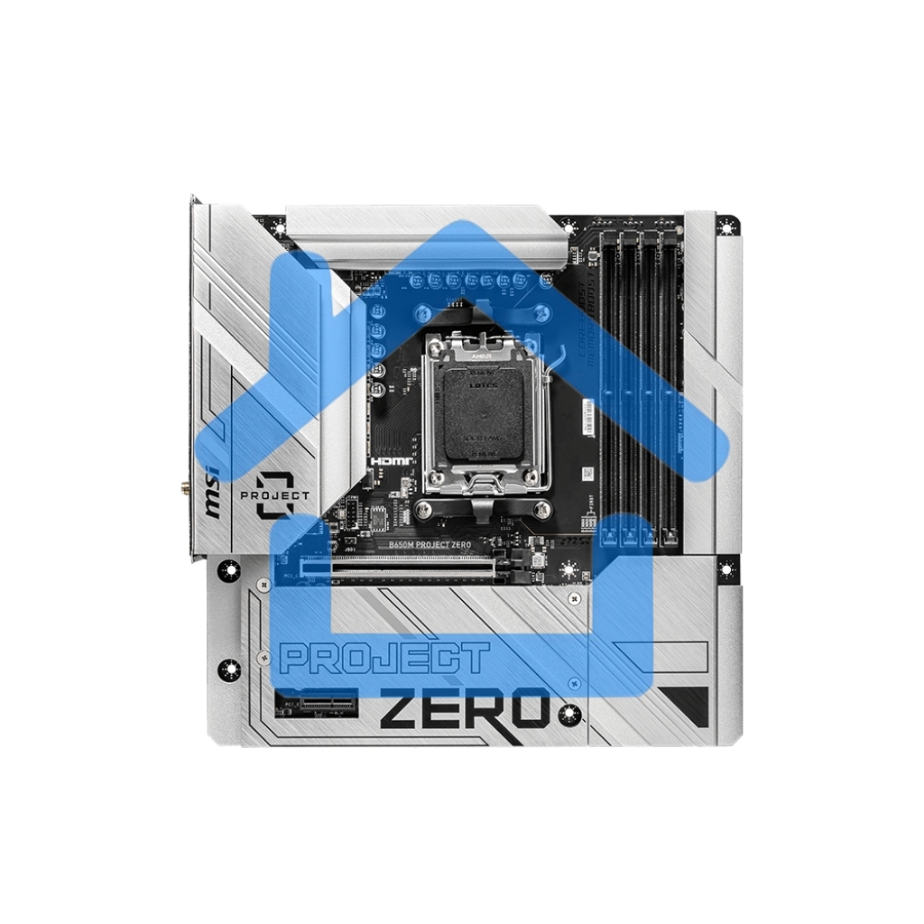 Материнская плата MSI B650M PROJECT ZERO, AM5, AMD B650, 4xDDR5, 4xSATA, 2xM.2, 1xPCIe 4.0 x16, 1xPCIe x1, 1xDP, 1xHDMI, 1x 2.5Gb LAN, 2xUSB-A 2.0, 2xUSB 3.2 Gen 1, 3xUSB 3.2 Gen 2, 3x3.5 мм, 7.1, mATX