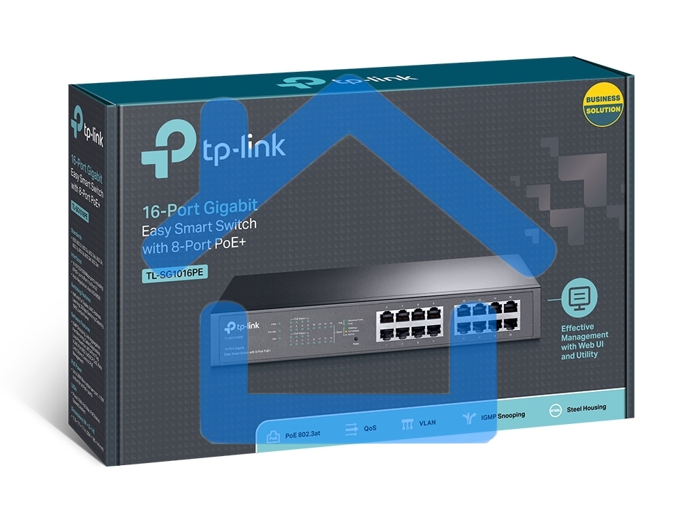 Коммутатор TP-Link SMB TL-SG1016PE Easy Smart гигабитный 16-портовый коммутатор с 8 портами PoE+