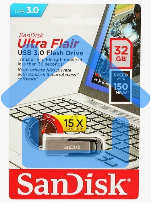 Флешка USB Sandisk 32 Gb Cruzer Ultra Flair SDCZ73-032G-G46 USB 3.0 серебристый/черный