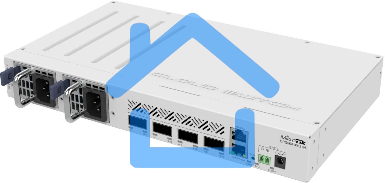 Коммутатор Mikrotik CRS504-4XQ-IN, 1x10Base-T/100Base-TX, 4xQSFP28, Switching capacity 800 Gbps