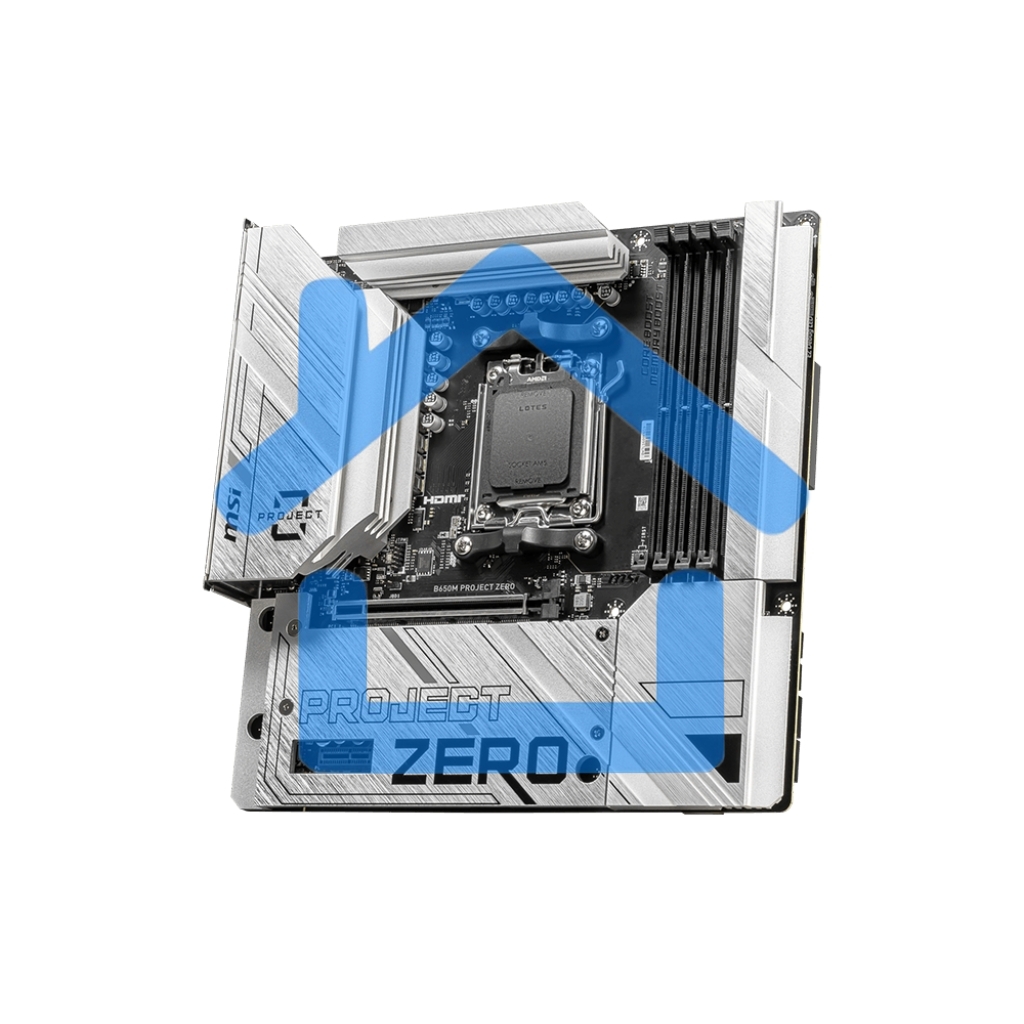 Материнская плата MSI B650M PROJECT ZERO, AM5, AMD B650, 4xDDR5, 4xSATA, 2xM.2, 1xPCIe 4.0 x16, 1xPCIe x1, 1xDP, 1xHDMI, 1x 2.5Gb LAN, 2xUSB-A 2.0, 2xUSB 3.2 Gen 1, 3xUSB 3.2 Gen 2, 3x3.5 мм, 7.1, mATX