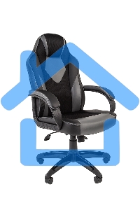 Кресло игровое Chairman game 17 черный/серый, экокожа/ткань TW, газпатрон 3 кл, ролики, механизм качания