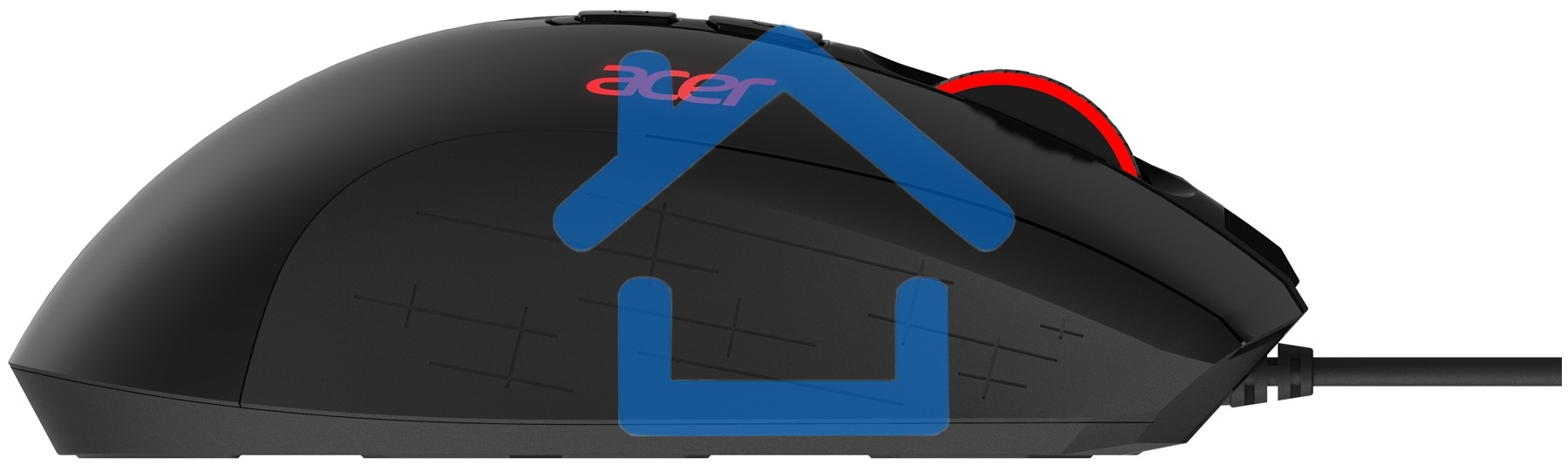 Мышь проводная Acer OMW124 черный, 6400 dpi, USB, кнопки - 8