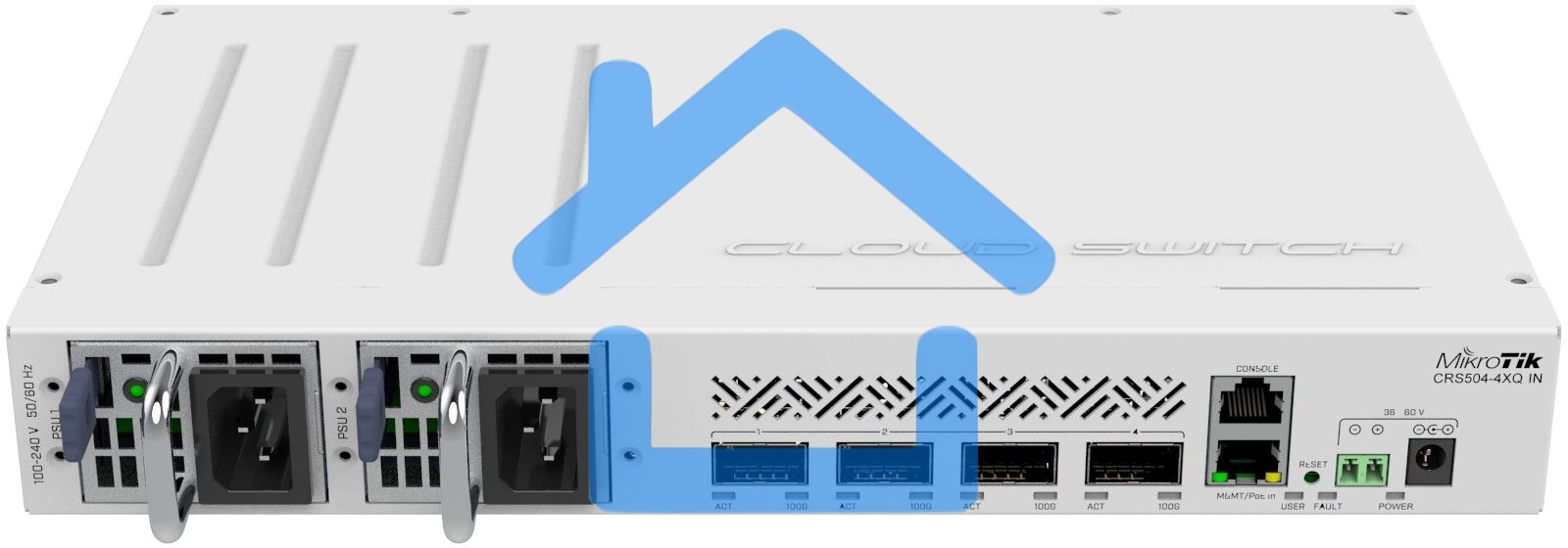 Коммутатор Mikrotik CRS504-4XQ-IN, 1x10Base-T/100Base-TX, 4xQSFP28, Switching capacity 800 Gbps