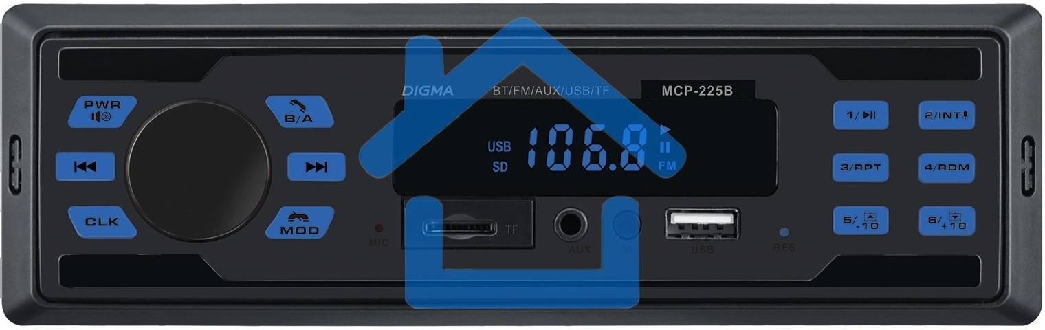 Автомагнитола Digma MCP-225B 1DIN 4x45Вт 2