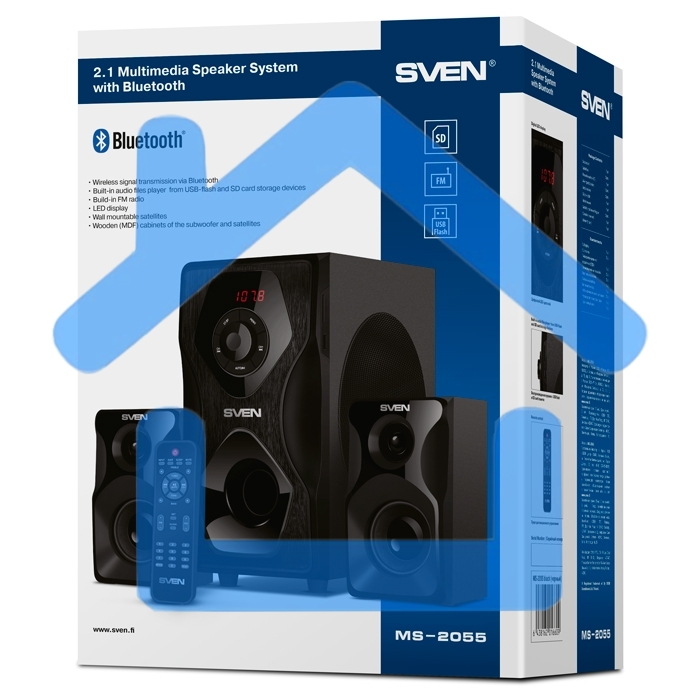 Акустическая система SVEN AC MS-2055, черный (55Вт, FM-тюнер, USB/SD, дисплей, ПДУ, Bluetooth)