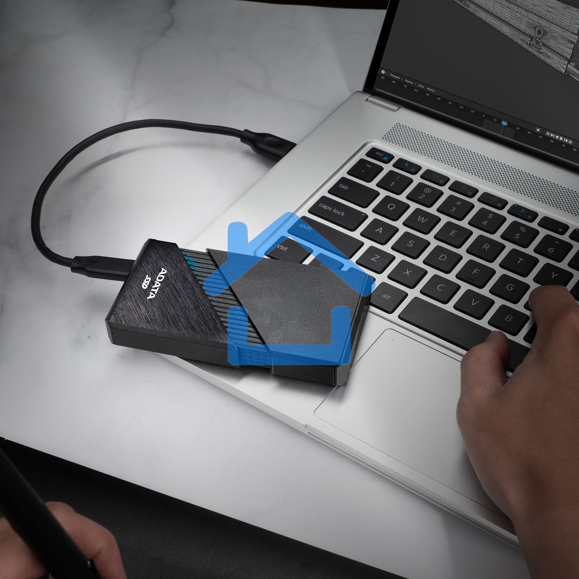 Накопитель SSD   ADATA SE920 USB-C 2Tb EXT. черный