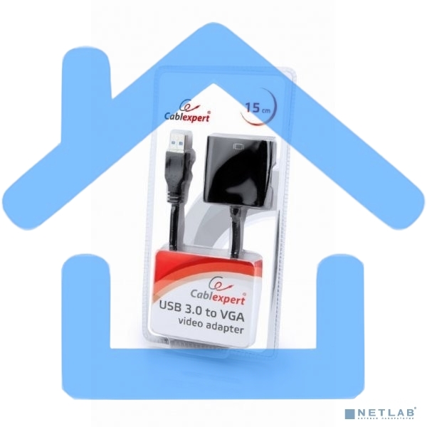 Видеоадаптер (конвертер) USB 3.0 --> VGA Cablexpert AB-U3M-VGAF-01, черный