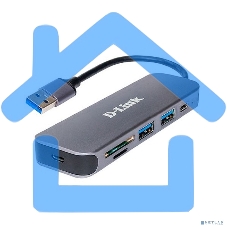 Концентратор D-Link DUB-1325/A2A с 2 портами USB 3.0, 1 портом USB Type-C, слотами для карт SD и microSD и разъемом USB 3.0