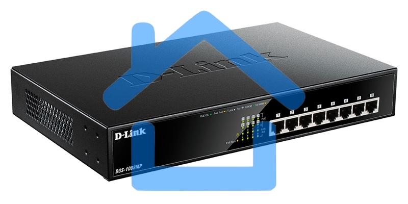 Коммутатор D-Link DGS-1008MP/A2A/B1A, Layer 2 unmanaged Gigabit Switch with PoE and Green Ethernet power save technology