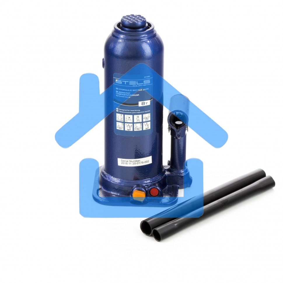 Домкрат гидравлический бутылочный, 8 т, h подъема 222-447 мм Stels