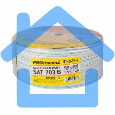 Кабель коаксиальный PROconnect SAT 703 B, Cu/Al/Cu, 64%, 75 Ом, бухта 100 м, белый