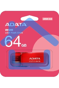 Флешка USB ADATA UV240 (AUV240-64G-RRD), 64 Gb, USB 2.0, R/W 15/5, красный