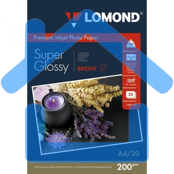 Фотобумага Lomond 1101112 A4/200г/м2/20л./белый высокоглянцевое для струйной печати