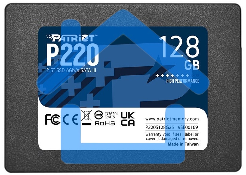 Накопитель SSD Patriot P220, 128Gb, SATA III, 2.5