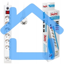 Сетевой фильтр Buro BU-SP5_USB_2A-W 5м (6 розеток) белый (коробка)