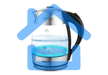 Чайник Centek CT-0059 London, стекло, 1.8л, 2200Вт, LED-подсветка, отделка нерж.