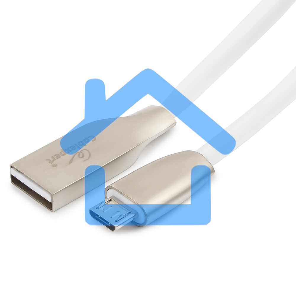 Кабель USB 2.0 Cablexpert CC-G-mUSB01W-3M, AM/microB, серия Gold, длина 3м, белый, блистер