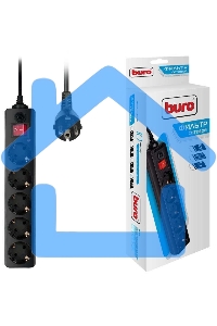 Сетевой фильтр BURO 5 розеток, 10 метров, (500SH-10-B), черный 992303