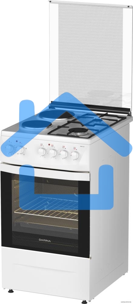 Плита комбинированная Darina 1D KM 241 337 W белый/черный, конфорок 4 шт, духовка 50 л, 50 см x 85 см x 60 см