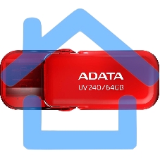 Флешка USB ADATA UV240 (AUV240-64G-RRD), 64 Gb, USB 2.0, R/W 15/5, красный