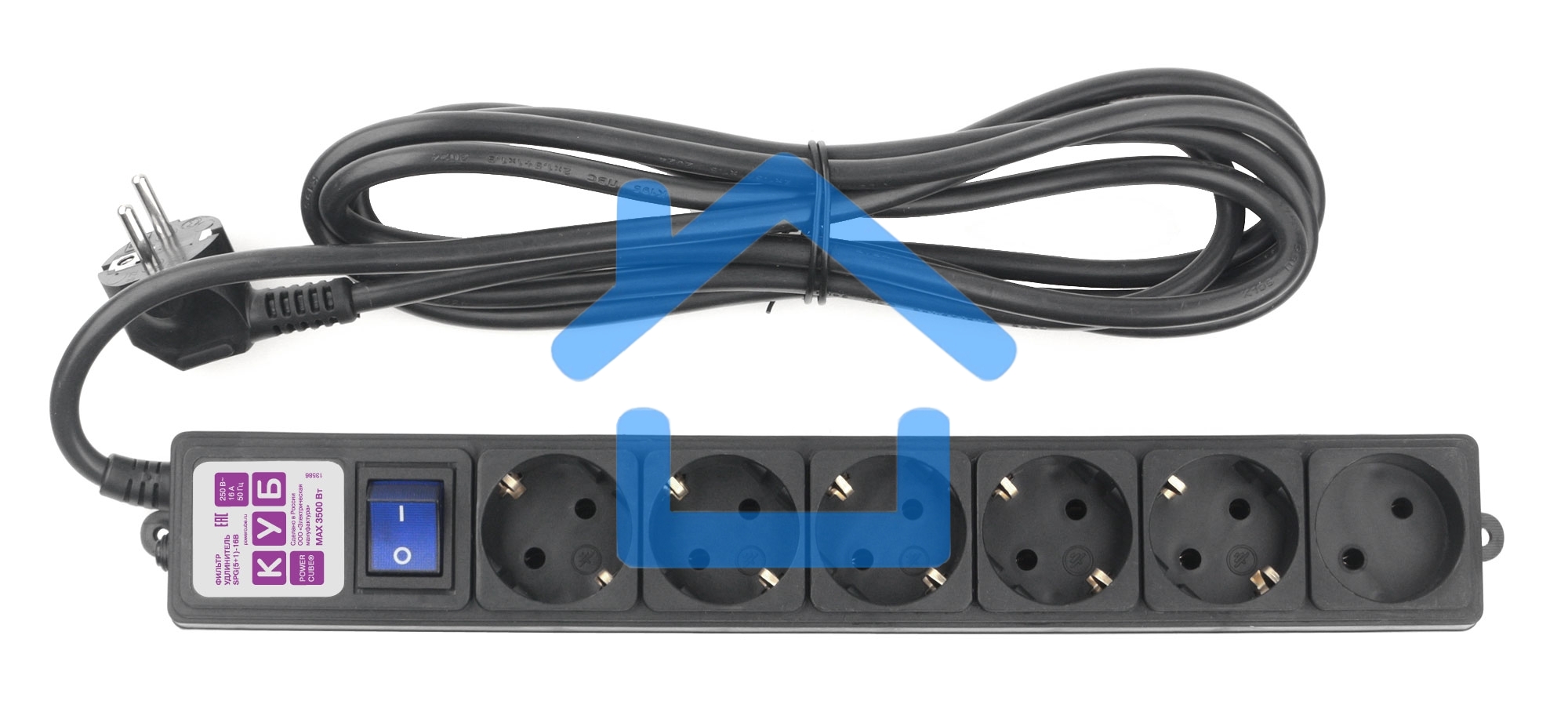Фильтр-удлинитель PC 3м 6р, черный 16А, SPG6-B1