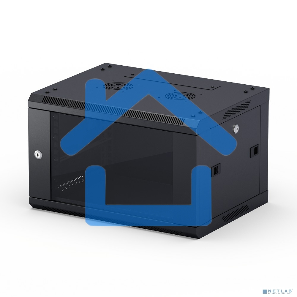 Шкаф телекоммуникационный настенный NEOMAX 6U (600х450), стеклянная дверь, замок-ключ (3 шт), разборный, цвет черный (1 коробка) NCB-WM6U-6045GK3-100-BK