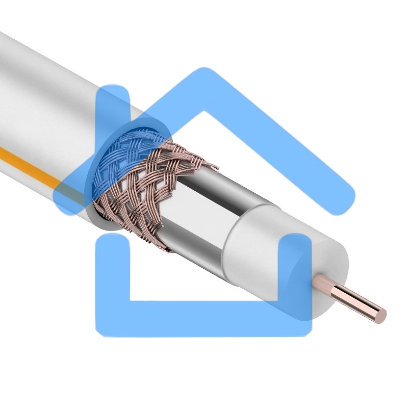 Кабель коаксиальный Rexant (01-2401) SAT 50м+CU/CU 75 Ом, 100м белый центральная жила CU медь, экран фольга AL, оплетка CU медь, 100 м