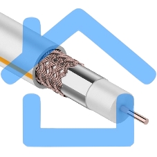 Кабель коаксиальный Rexant (01-2401) SAT 50м+CU/CU 75 Ом, 100м белый центральная жила CU медь, экран фольга AL, оплетка CU медь, 100 м