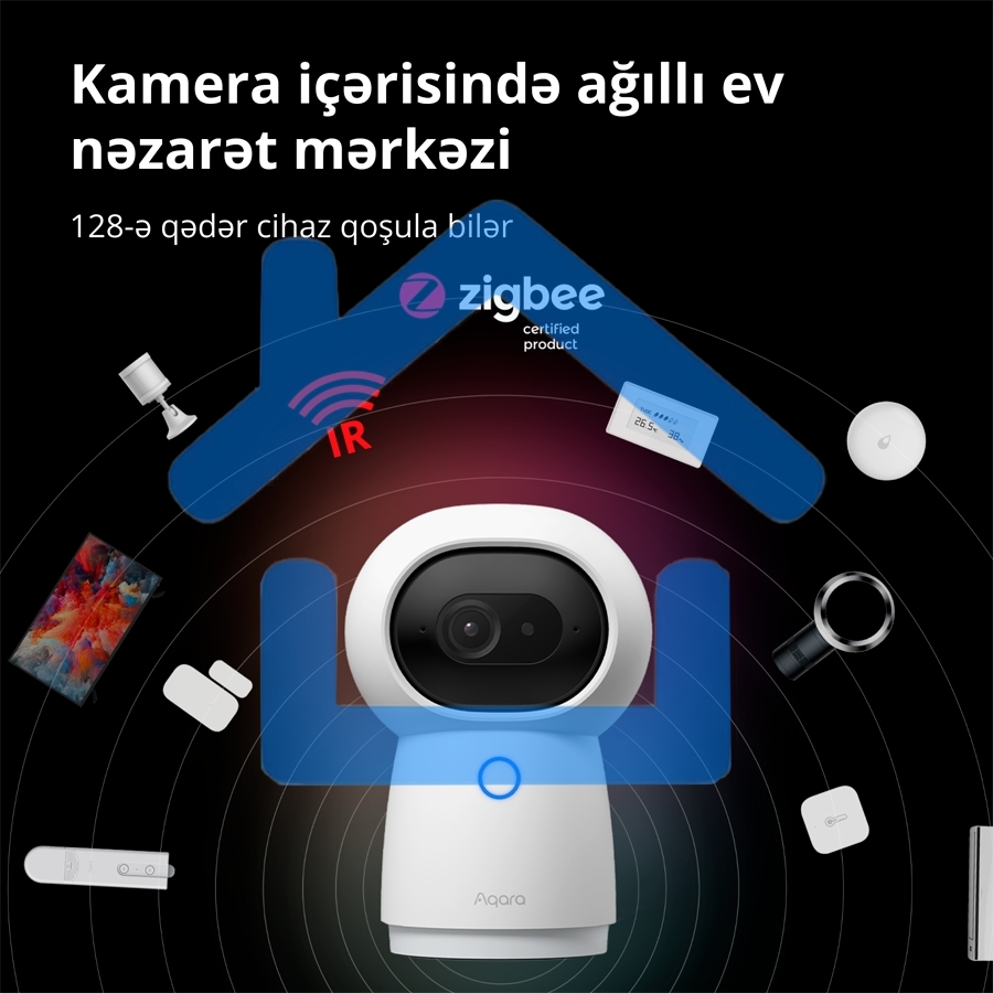 Камера AQARA Camera Hub G3/Камера+ управления/Управление жестами/Камера 360/2K 2304х1296p/Протокол связи:Zigbee/WiFi/Питание:USB-C/ белый CH-H03