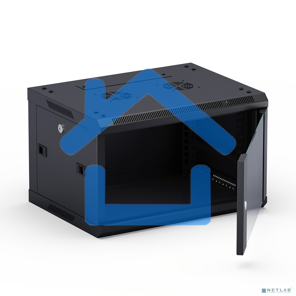 Шкаф телекоммуникационный настенный NEOMAX 6U (600х450), стеклянная дверь, замок-ключ (3 шт), разборный, цвет черный (1 коробка) NCB-WM6U-6045GK3-100-BK