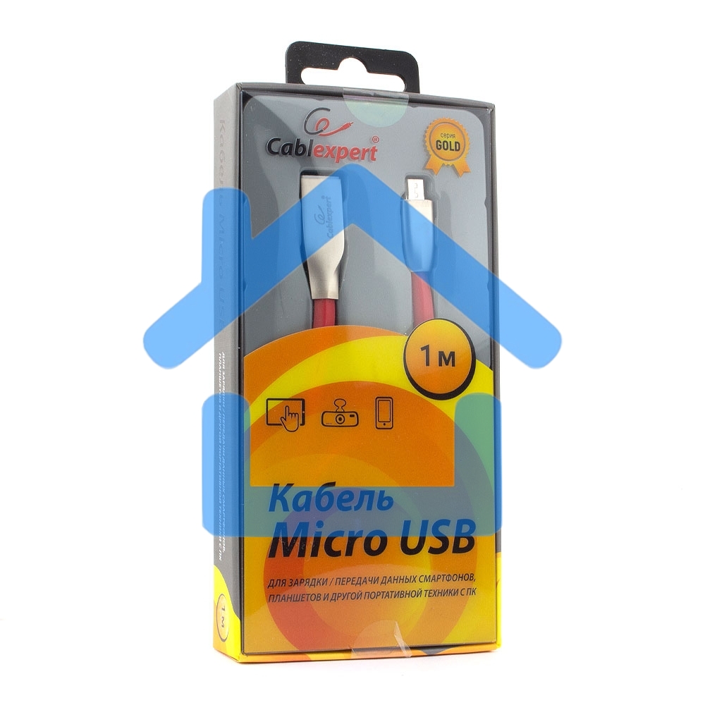 Кабель USB 2.0 Cablexpert CC-G-mUSB01R-1M, AM/microB, серия Gold, длина 1м, красный, блистер