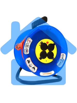 Удлинитель на катушке 4х30м с заземл. 16А IP44 ВЕМ-250 термо ПВС 3х1.5 розетки с защ. крышкой UNIVersal 9634174