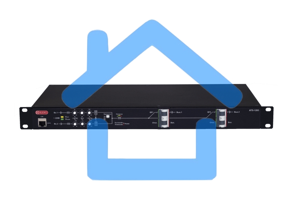 Автоматический ввод резерва ELEMY RACK ATS-1203/32/T/E/DO, 1U, 220B, 32A, Ethernet, Digital Output, in (2) HW, out (2) HW