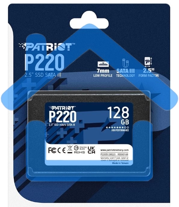 Накопитель SSD Patriot P220, 128Gb, SATA III, 2.5