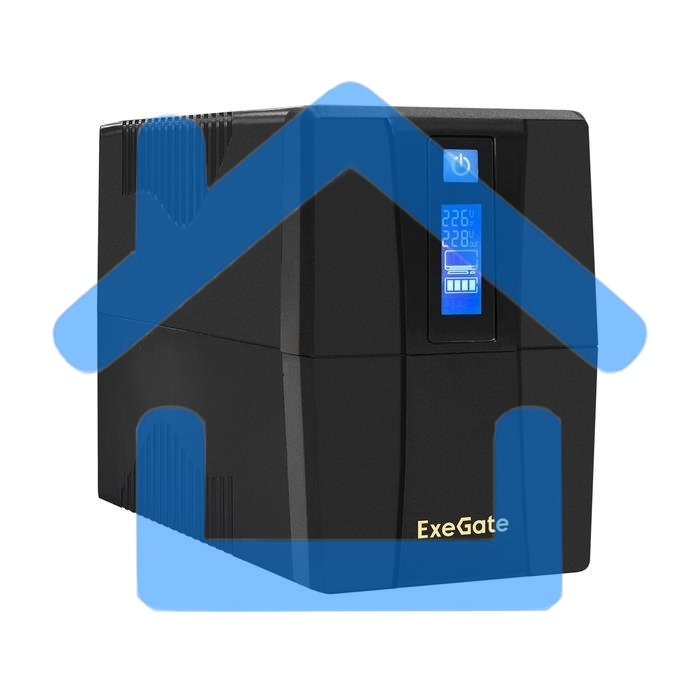 Источник бесперебойного питания ExeGate Power Smart ULB-800 LCD 800VA, черный, 2 евророзетки, USB
