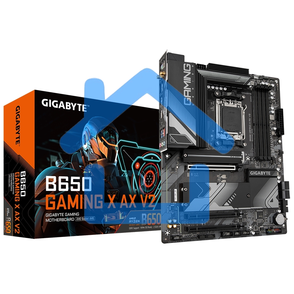 Материнская плата Gigabyte B650 GAMING X AX V2, AM5, AMD B650, 4xDDR5, 4xSATA, 3xM.2, 1xPCI-E 4.0 x16, 2xPCI-E 3.0 x1, 1xUSB-A 3.2 Gen 2, 3xUSB-A 3.2 Gen 1, 1xUSB-C 3.2 Gen 2, 1x 2.5Gb LAN, 3x3.5 мм, 7.1, ATX