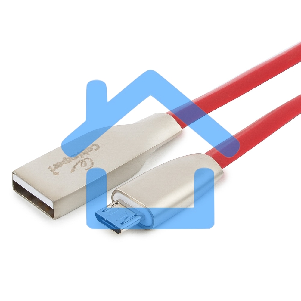 Кабель USB 2.0 Cablexpert CC-G-mUSB01R-1.8M, AM/microB, серия Gold, длина 1.8м, красный, блистер
