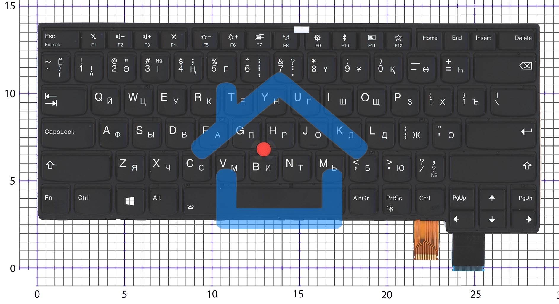 Клавиатура для ноутбука Lenovo Thinkpad T460S T470S черная с подсветкой