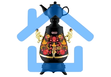 Самовар Centek СТ-0092 B (черный+рисунок+золото), 4.0л, 2300Вт, поддерж.t + LED индикатор, керам зав