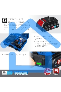 Бесщеточный гайковерт ЗУБР Профессионал GB-250-22, 20В, 2 АКБ (2Ач), в кейсе