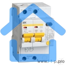 Выключатель автоматический дифференциального тока 2п C 25А 100мА тип AC 4.5кА АД-12 ИЭК MAD10-2-025-C-100