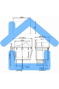 Выключатель клавишный Rexant 250V 15А (6с) ON-OFF красный/зеленый с подсветкой ДВОЙНОЙ