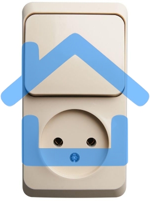 Блок ОП Этюд (1-м розетка без заземл. + 1-кл. выкл.) крем. SchE BPA16-204K