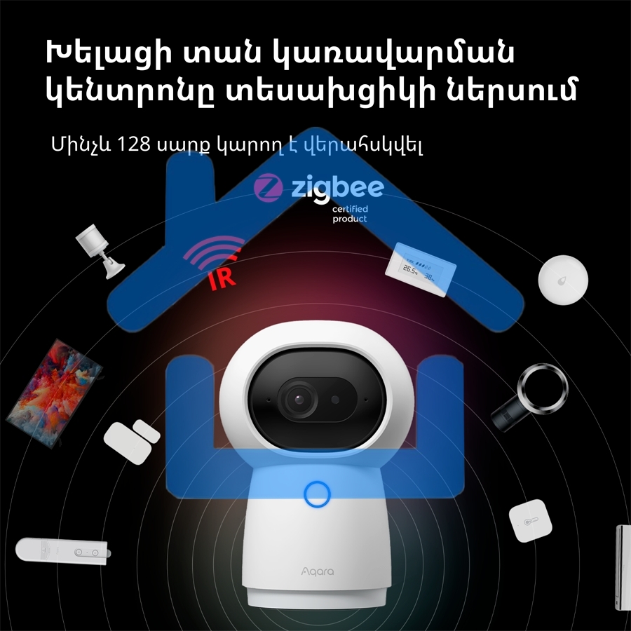 Камера AQARA Camera Hub G3/Камера+ управления/Управление жестами/Камера 360/2K 2304х1296p/Протокол связи:Zigbee/WiFi/Питание:USB-C/ белый CH-H03