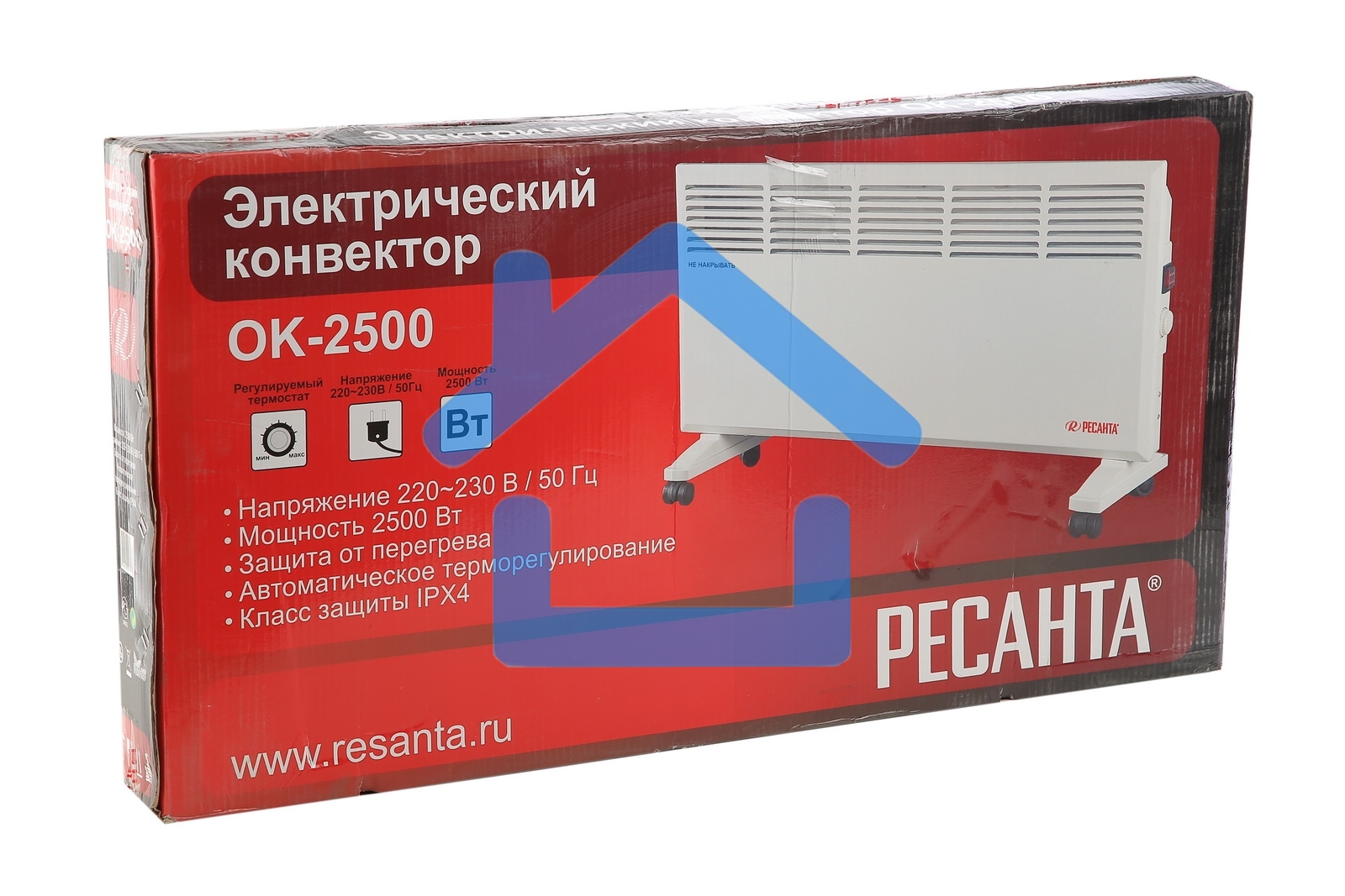 Конвектор Ресанта ОК-2500 белый, 2500 Вт, 30 м2, термостат