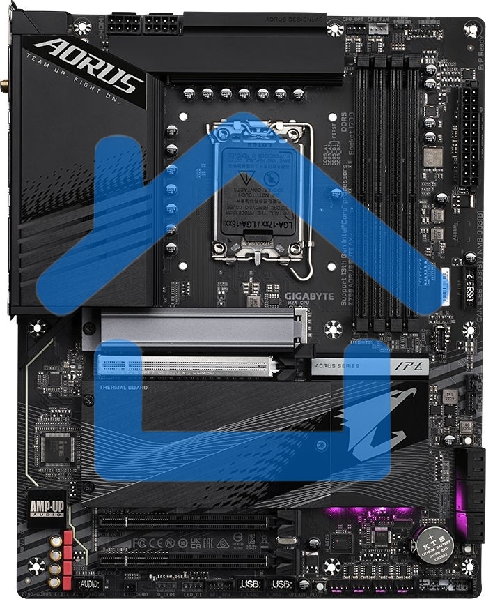 Материнская плата Gigabyte Z790 AORUS ELITE AX, LGA 1700, Intel Z790, 4xDDR5, 6xSATA, 4xM.2, 1xPCI-E 5.0 x16, 1xPCI-E 3.0 x4, 1xDP, 1xHDMI, 1x 2.5Gb LAN, 2xUSB-A 2.0, 3xUSB-A 3.2 Gen 1, 2xUSB-A 3.2 Gen 2, 1xUSB-C 3.2 Gen 2x2, 7.1, ATX